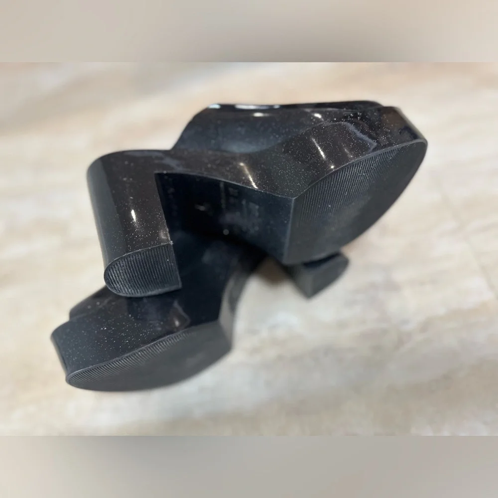 MELISSA Black Glitter Platform Mules (US 6) - Picture 4 of 5